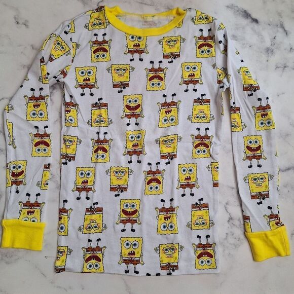 🚗 SALE! 5/$50 Nickelodeon SpongeBob SquarePants long sleeves PJ set size 10. - Picture 1 of 8